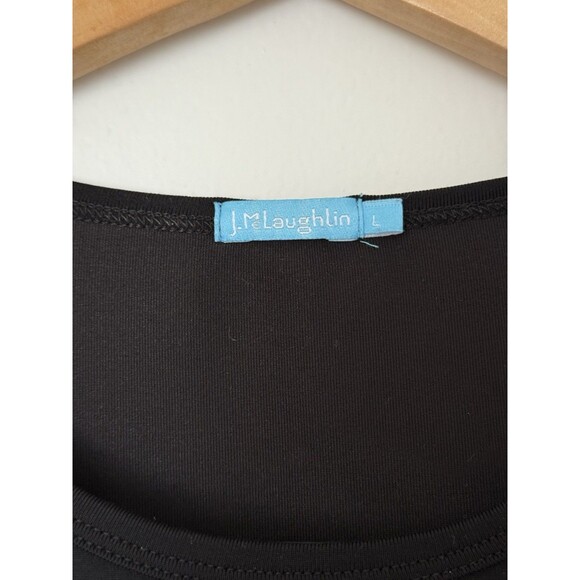 J McLaughlin Women’s L Short Sleeve Tee Black Nylon Spandex Stretchy Shirt Top - Picture 3 of 7
